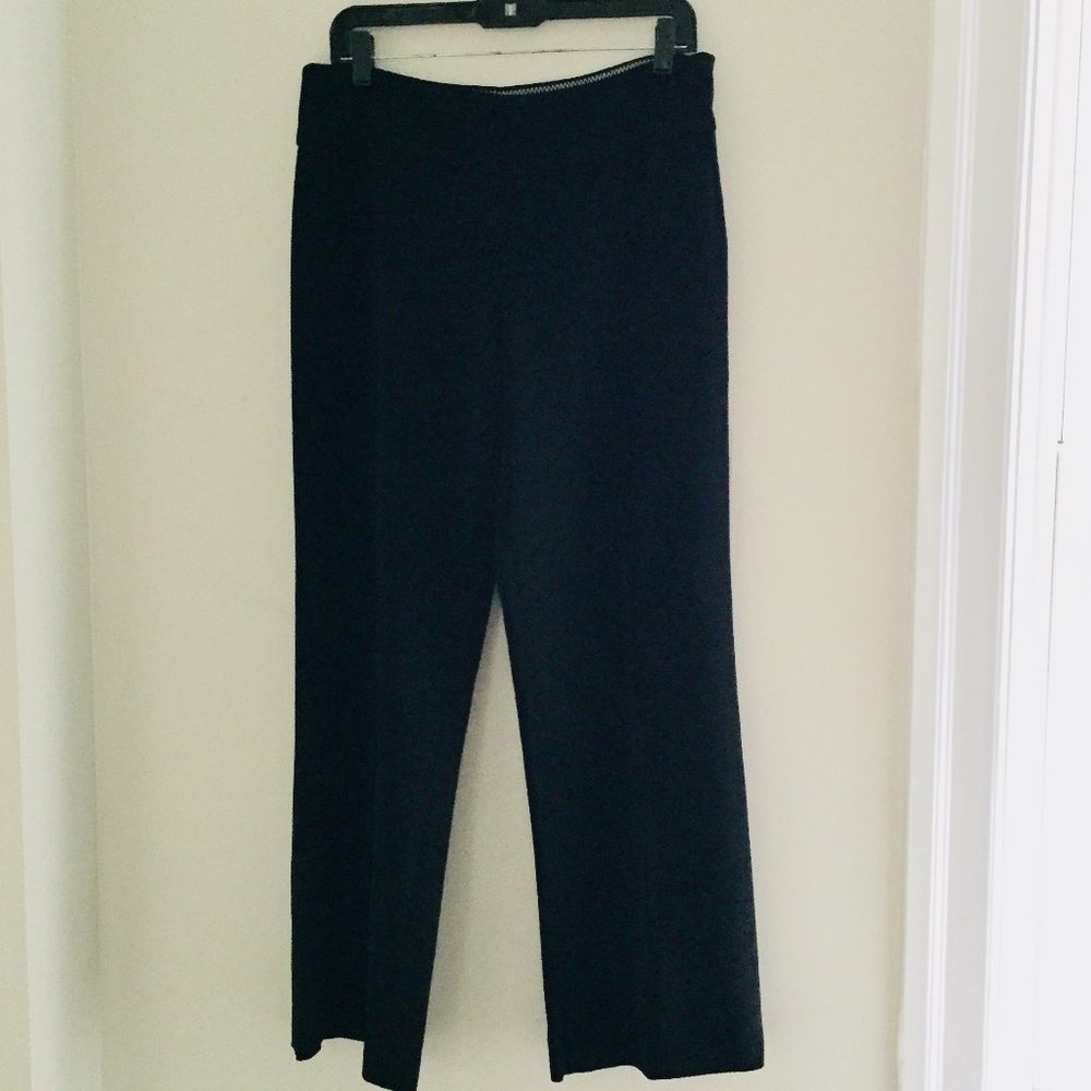 White House Black Market Black Wide Leg Flat Front Pants Size 10S